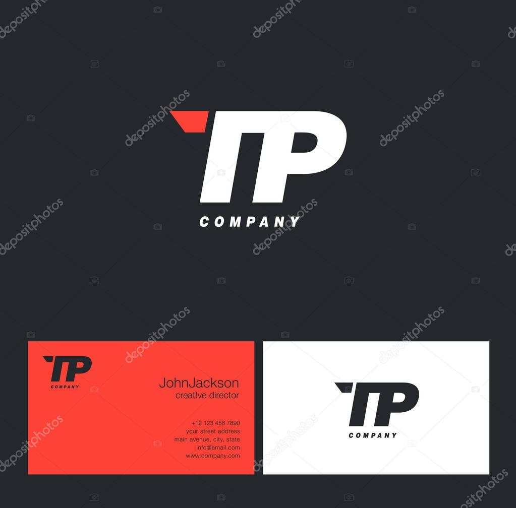 T & P Letter Logo, with Business Card Template Vector illustration