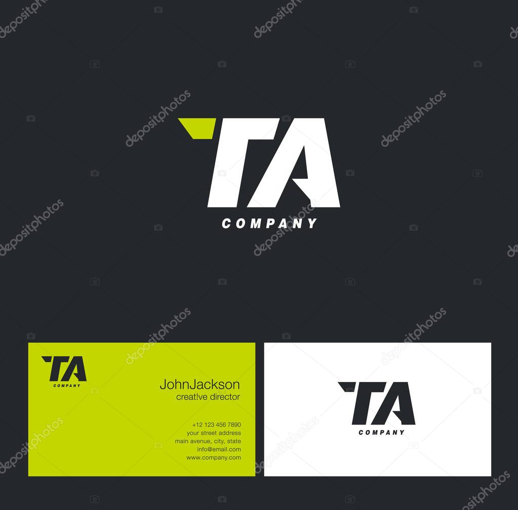 T & A Letter Logo, with Business Card Template Vector illustration