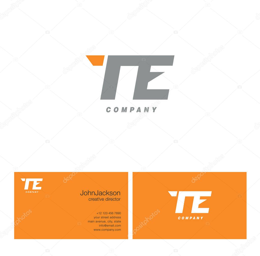 T & E Letter Logo, with Business Card Template Vector illustration