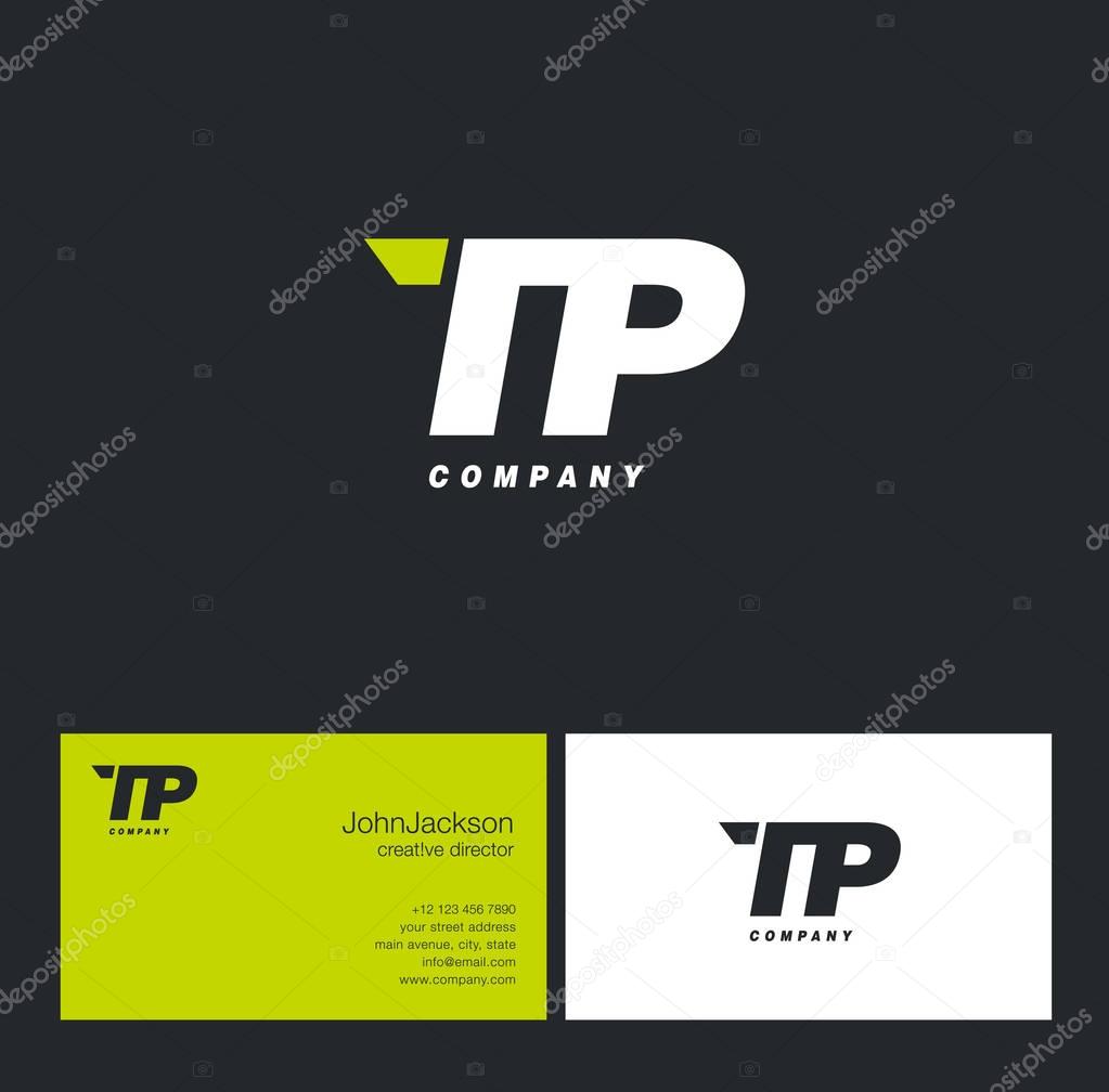 T & P Letter Logo, with Business Card Template Vector illustration