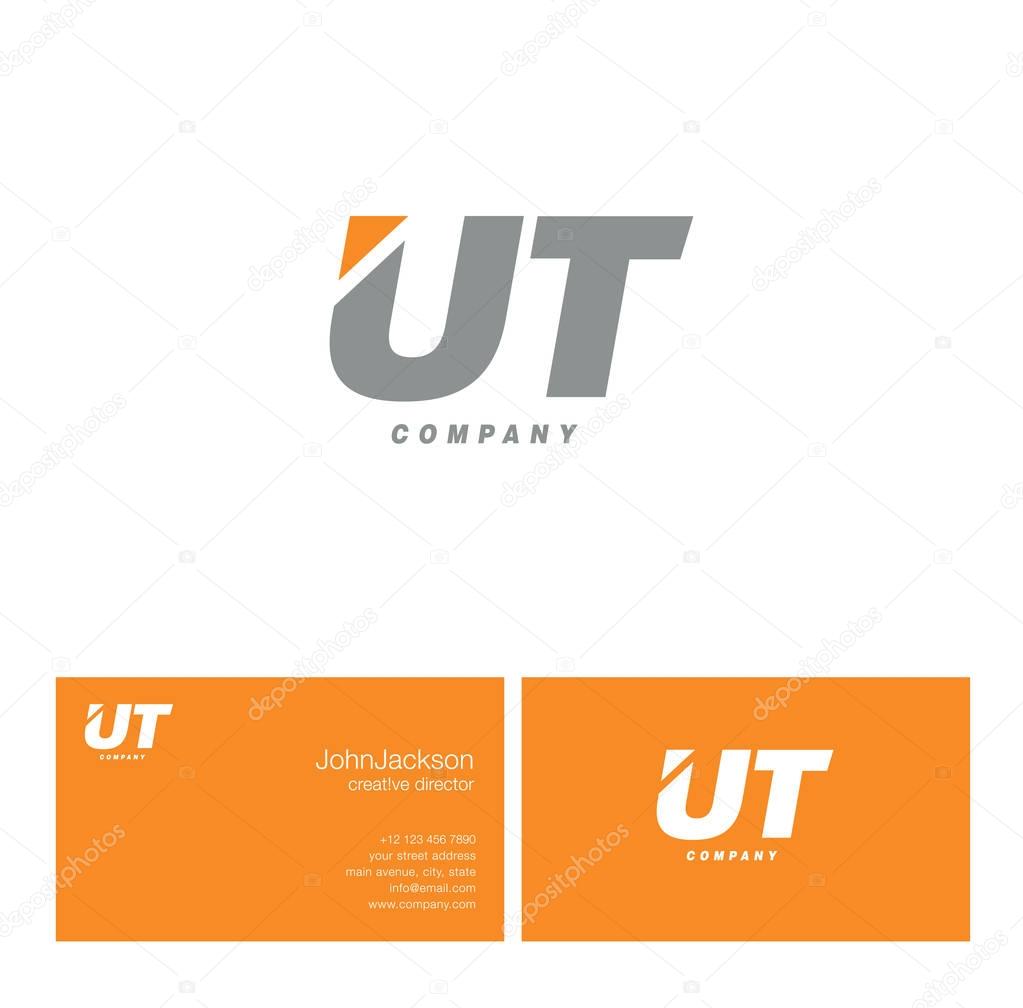 U & T Letter Logo, with Business Card Template Vector illustration