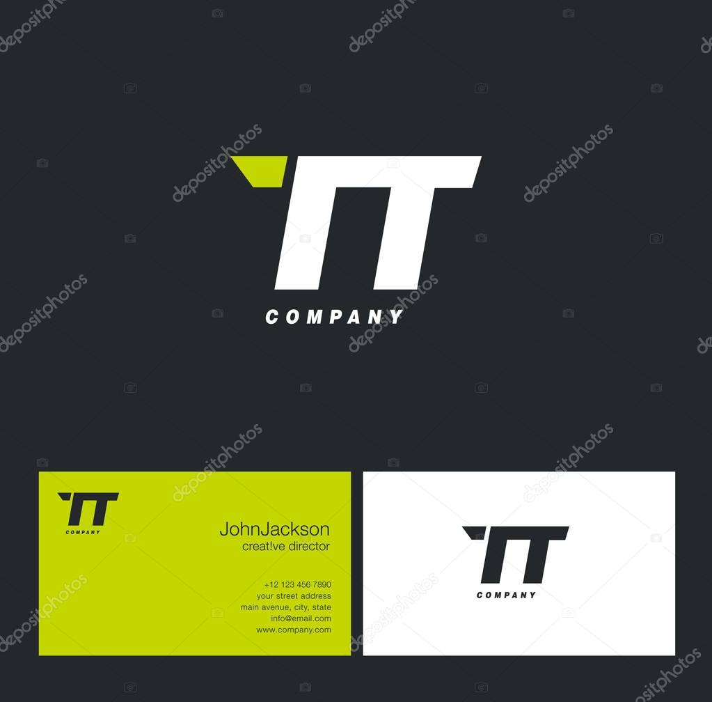 T & T Letter Logo, with Business Card Template Vector illustration
