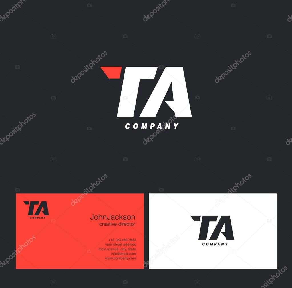 T & A Letter Logo, with Business Card Template Vector illustration