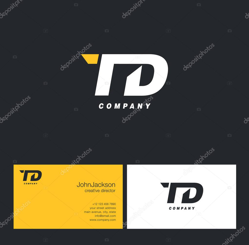 T & D Letter Logo, with Business Card Template Vector illustration
