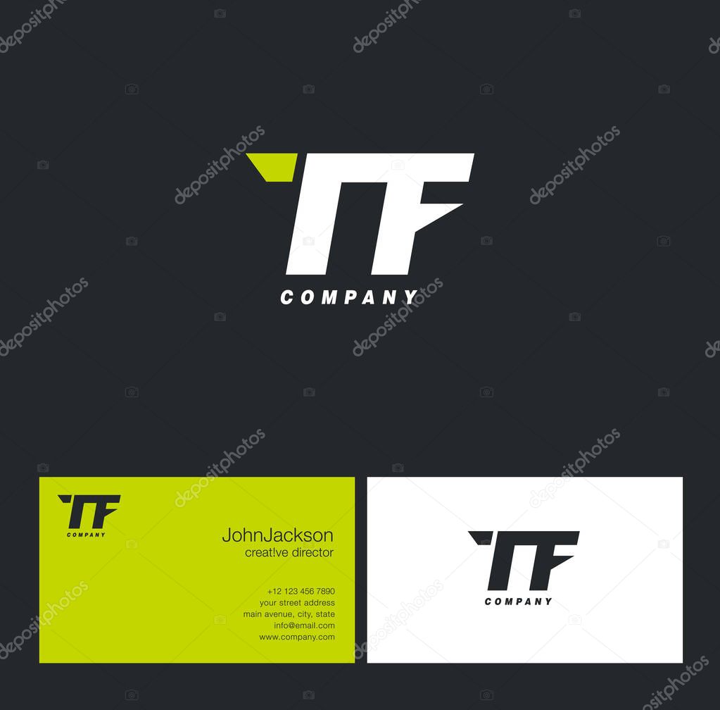 T & F Letter Logo, with Business Card Template Vector illustration