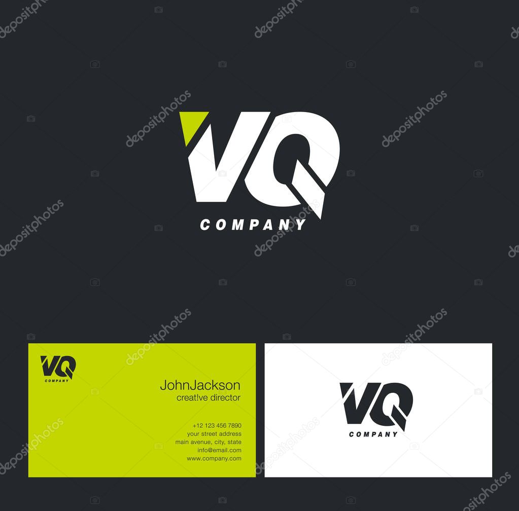 V & Q Letter Logo, with Business Card Template Vector illustration