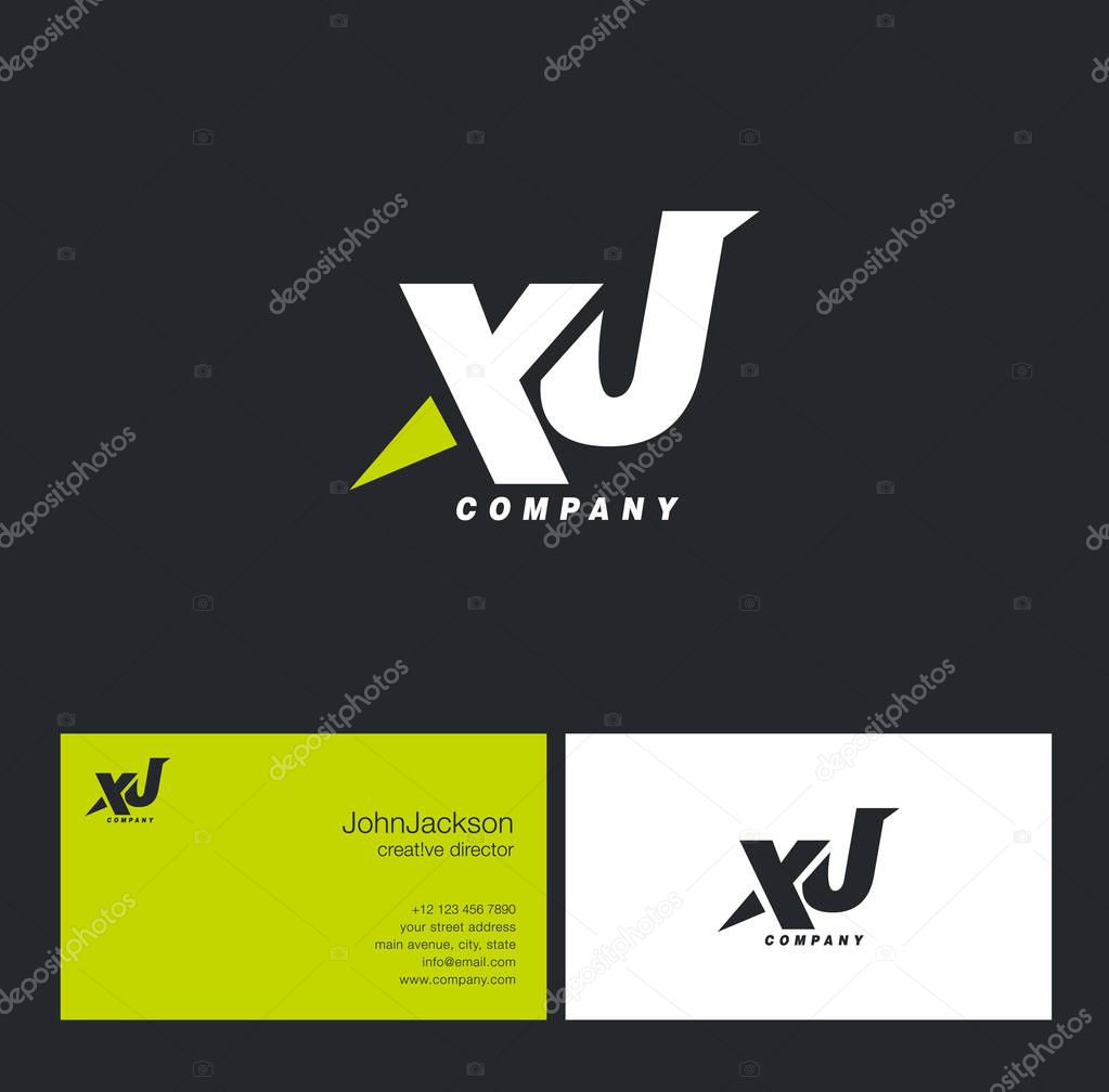 X & J Letter Logo, with Business Card Template Vector illustration
