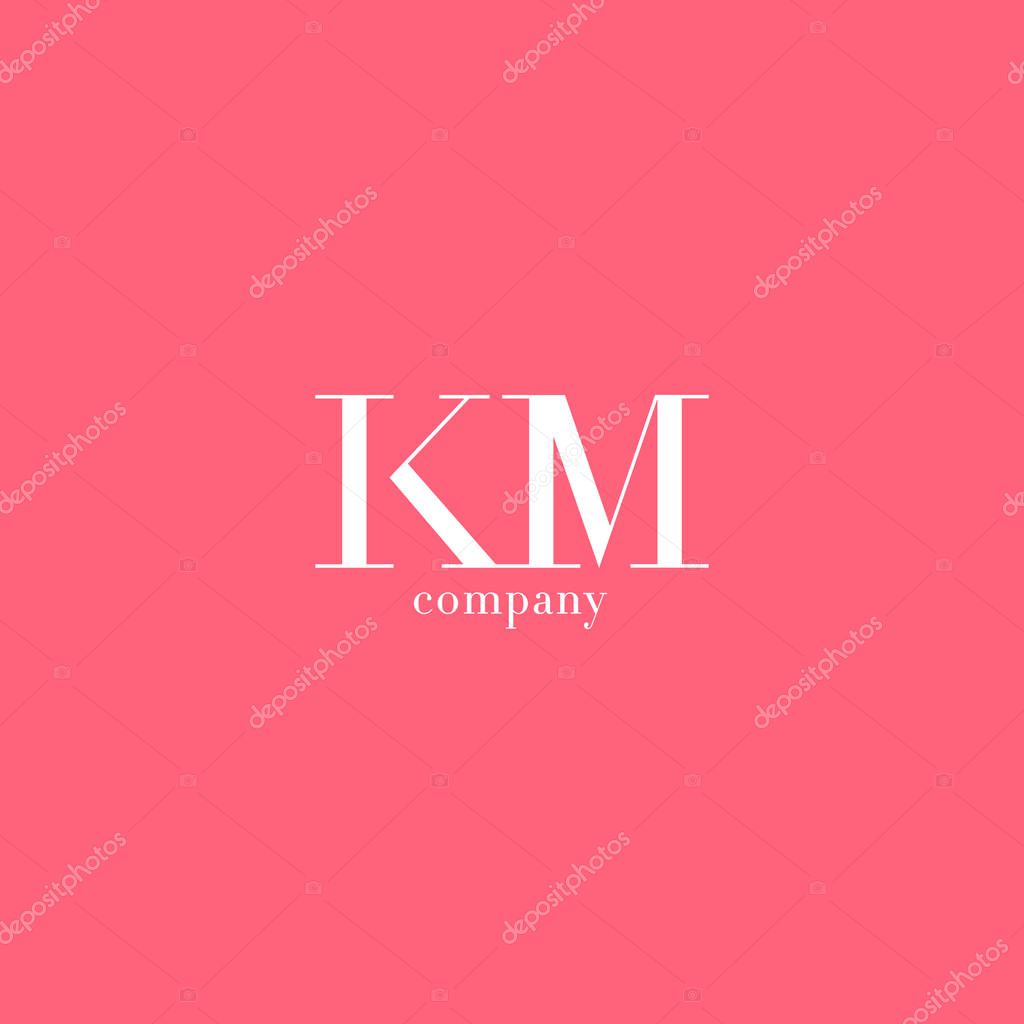 K & M Letter Logo,  Business Card Template Vector illustration