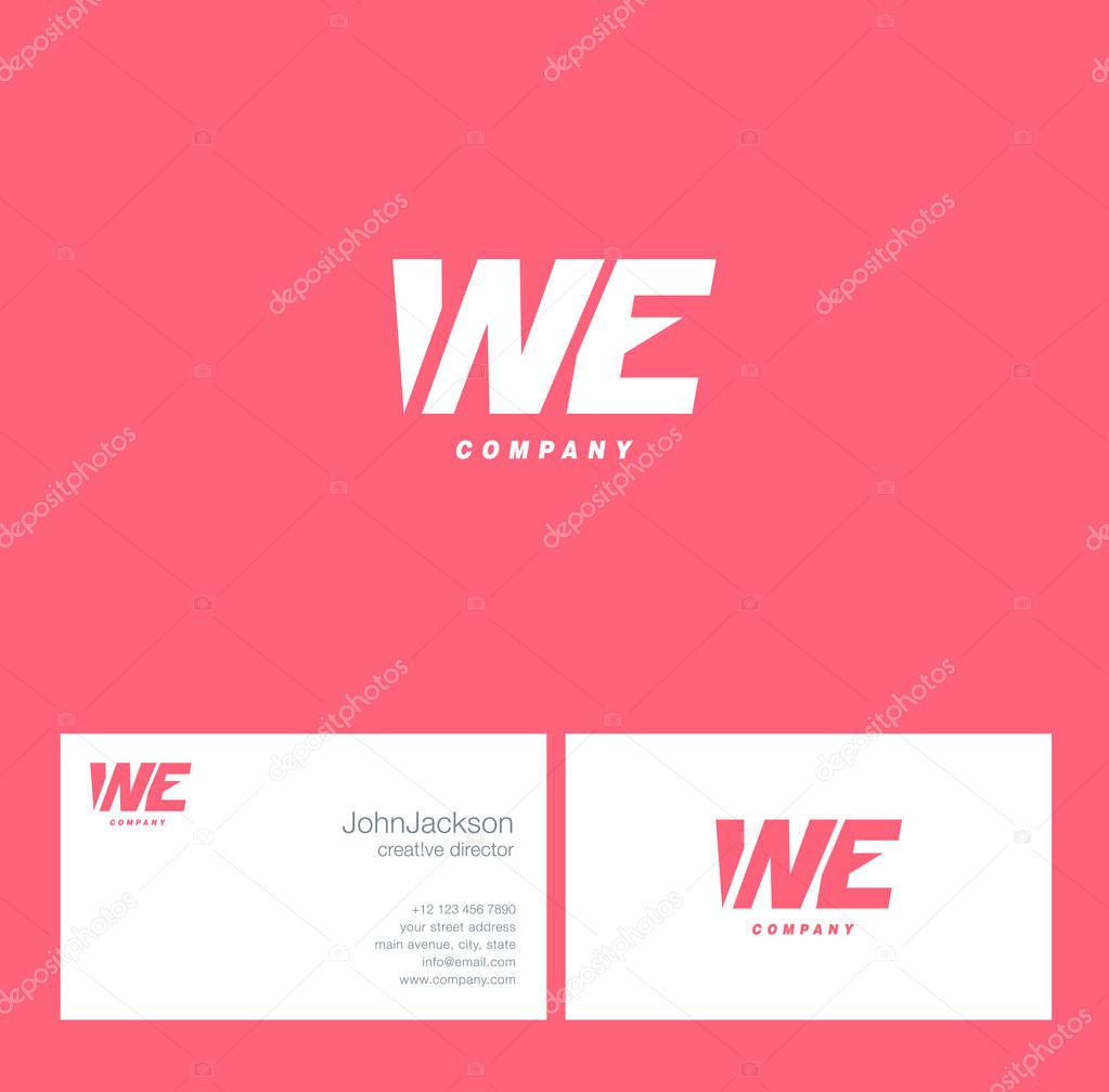 W & E Letter Logo, with Business Card Template Vector illustration