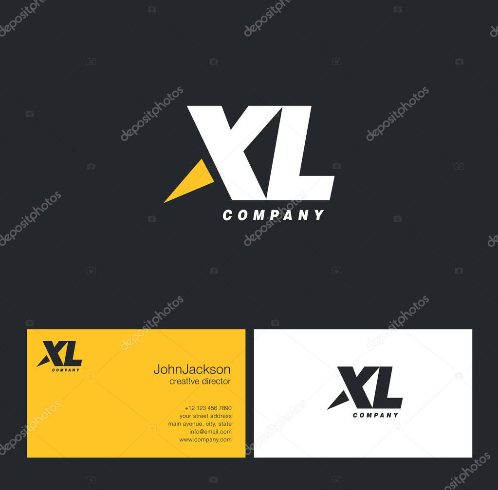 X & L Letter Logo, with Business Card Template Vector illustration