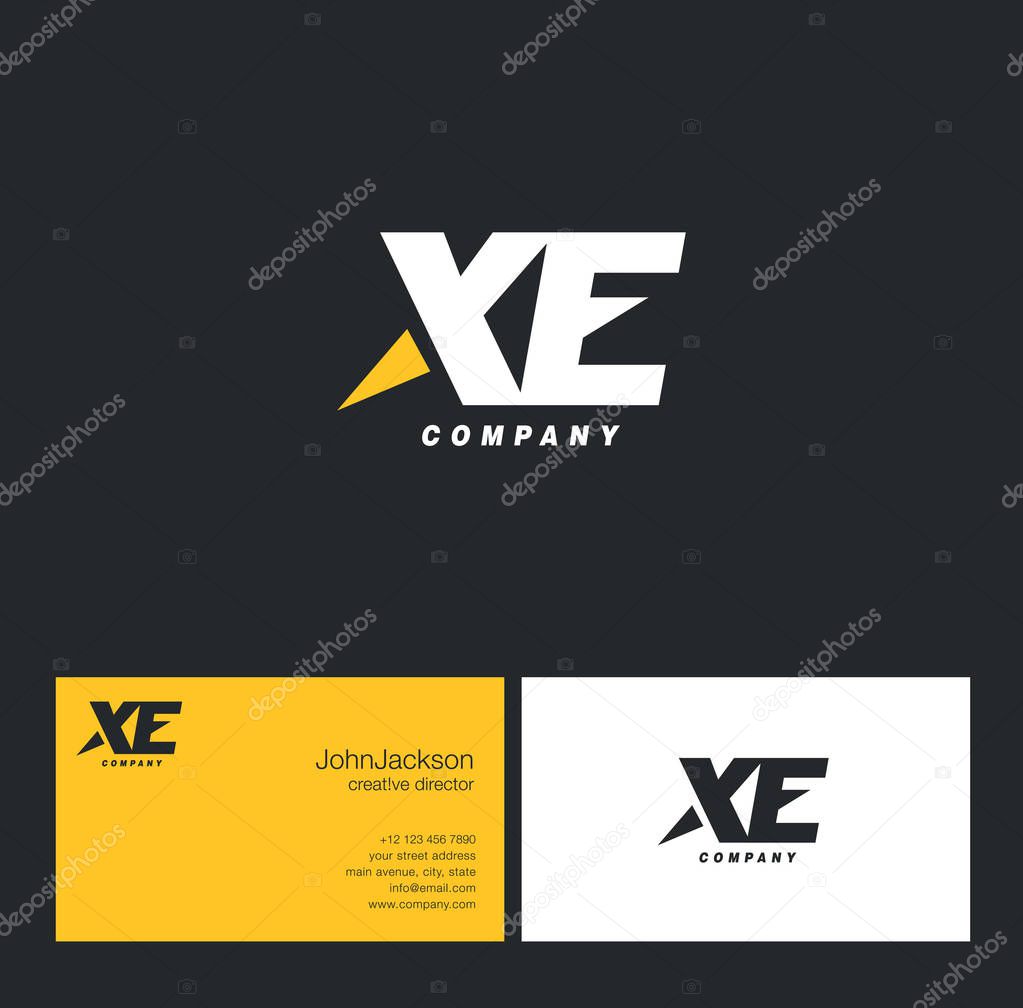 X & E Letter Logo, with Business Card Template Vector illustration