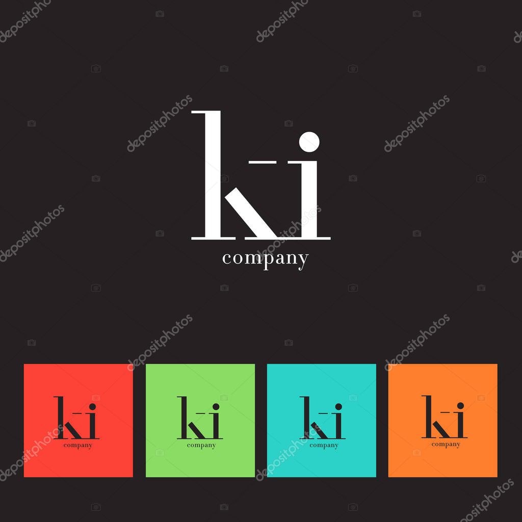 K & I Letter Logo,  Business Card Template Vector illustration