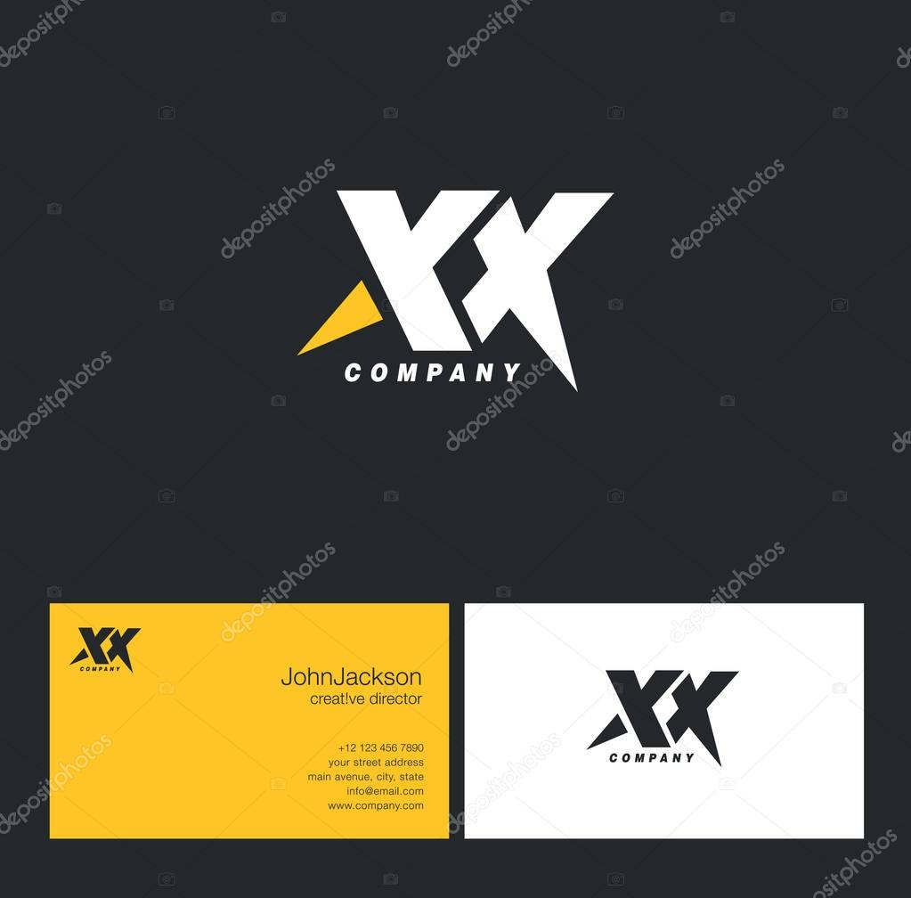 X & X Letter Logo, with Business Card Template Vector illustration