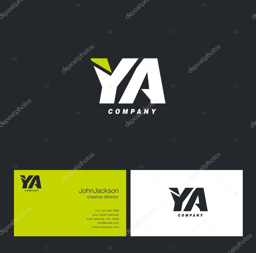 Modern company logo design template  with letters  YA    , vector illustration