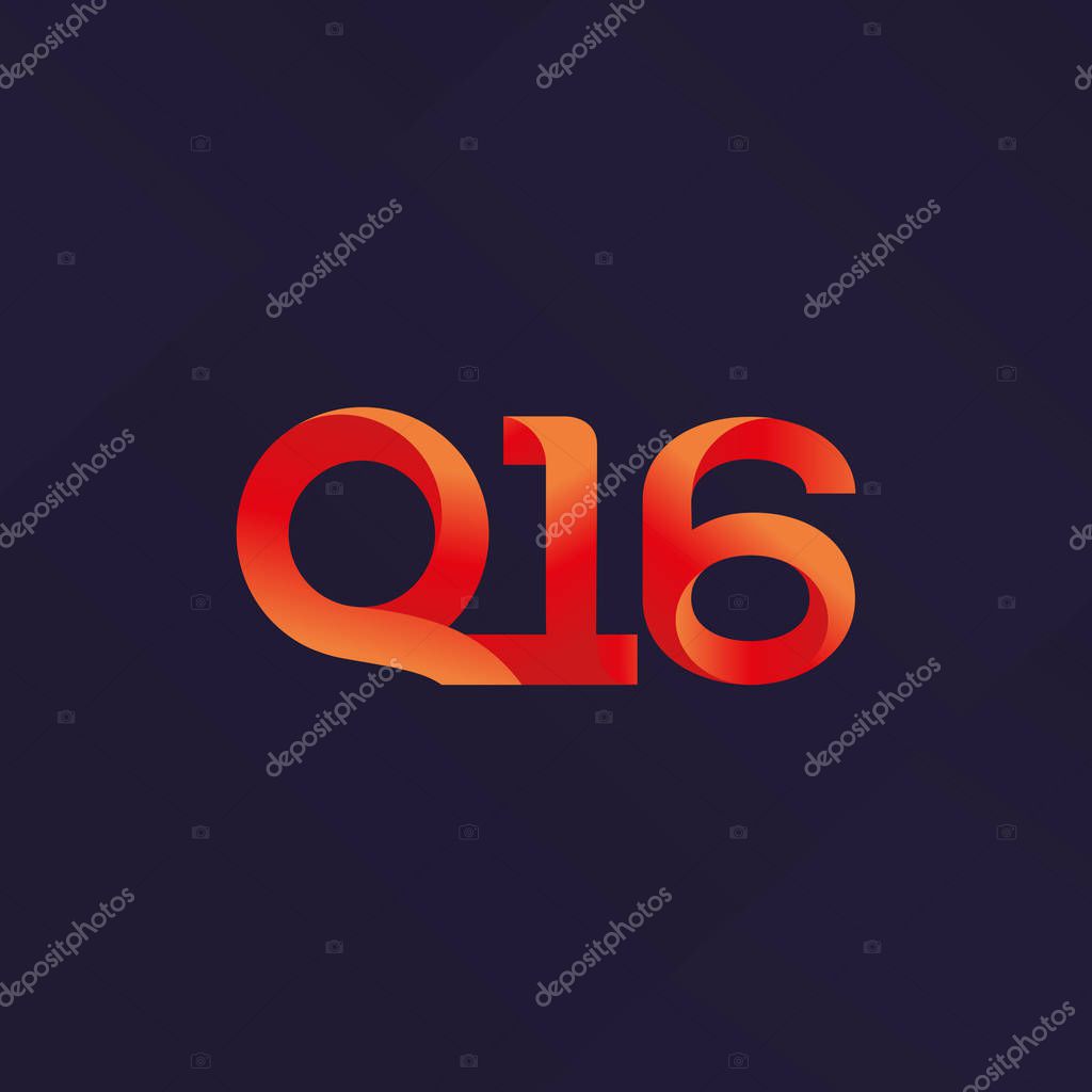 Letter and number logo icon,  Vector illustration, corporate identity, letter Q and number 16