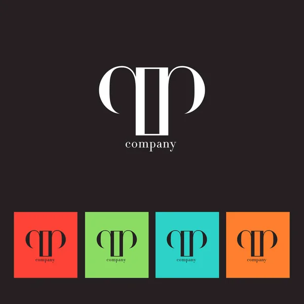 Lettre Q & P Logo de l'entreprise — Image vectorielle