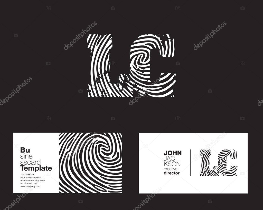 LC  Letters Company Logo with finger print sign, with Business Card Template Vector illustration, corporate identity