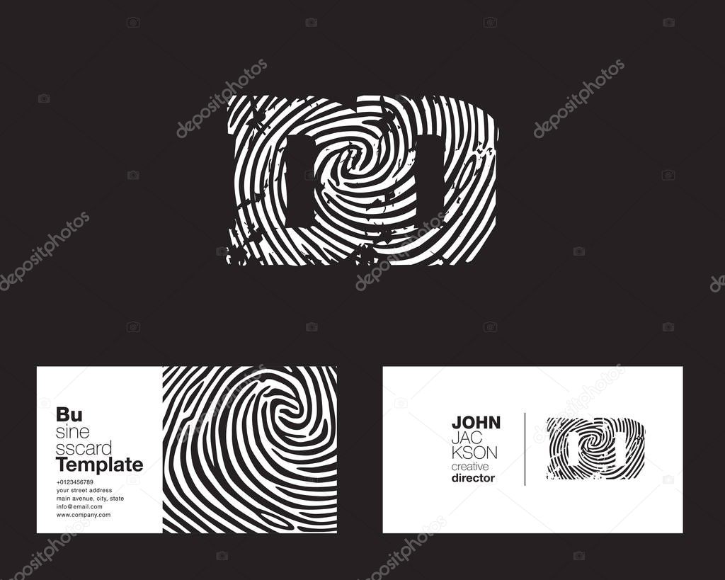 DD Letters Company Logo with finger print sign, with Business Card Template Vector illustration, corporate identity