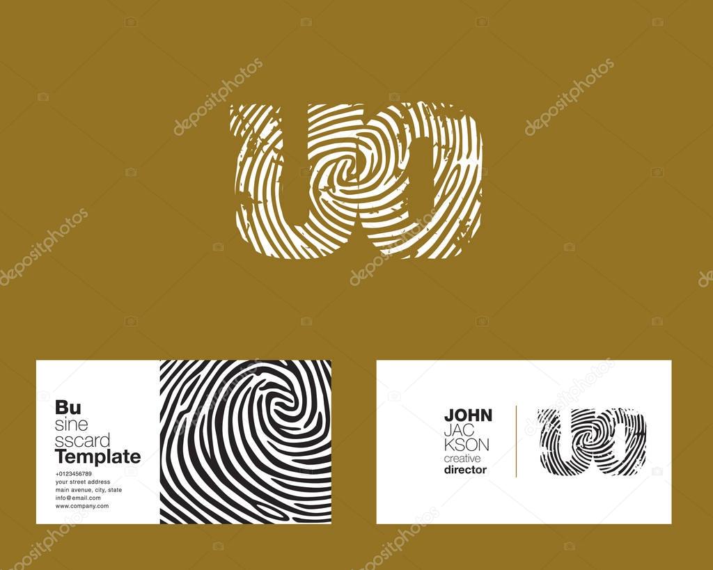 UO Letters Company Logo with finger print sign, with Business Card Template Vector illustration, corporate identity