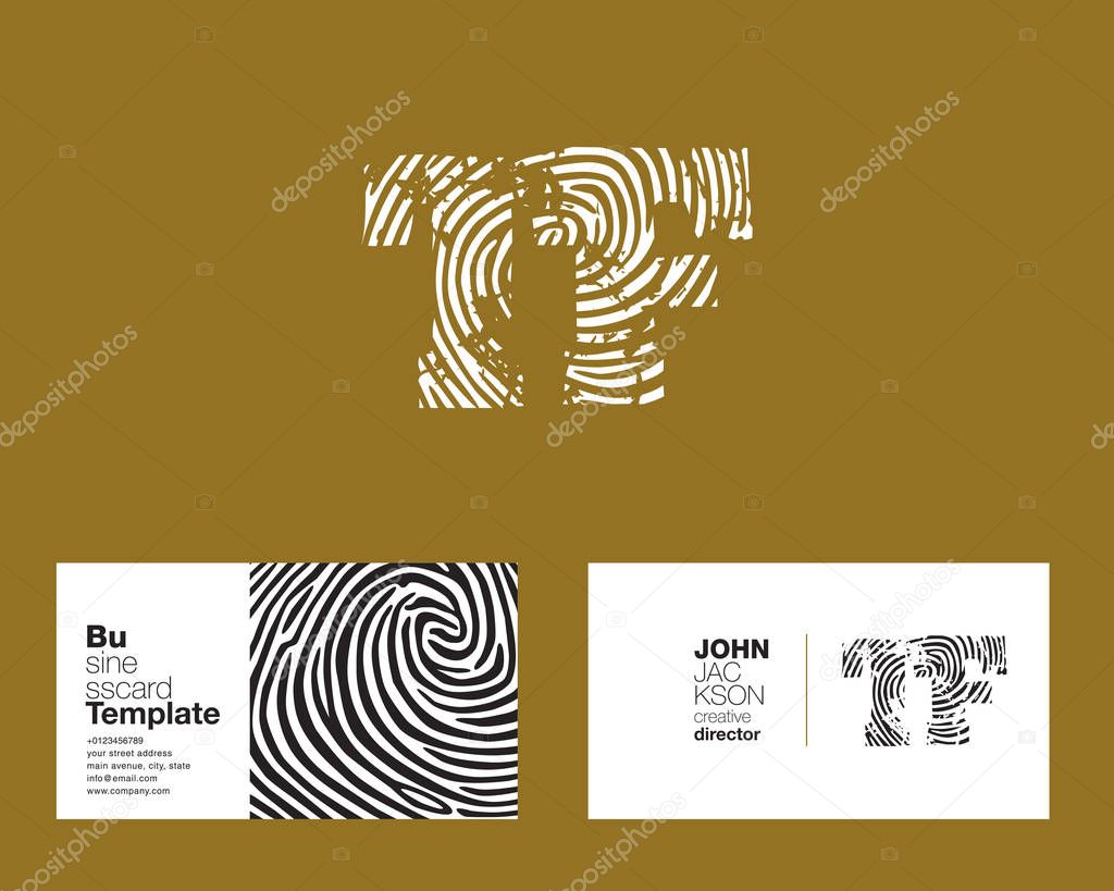TF Letters Company Logo with finger print sign, with Business Card Template Vector illustration, corporate identity