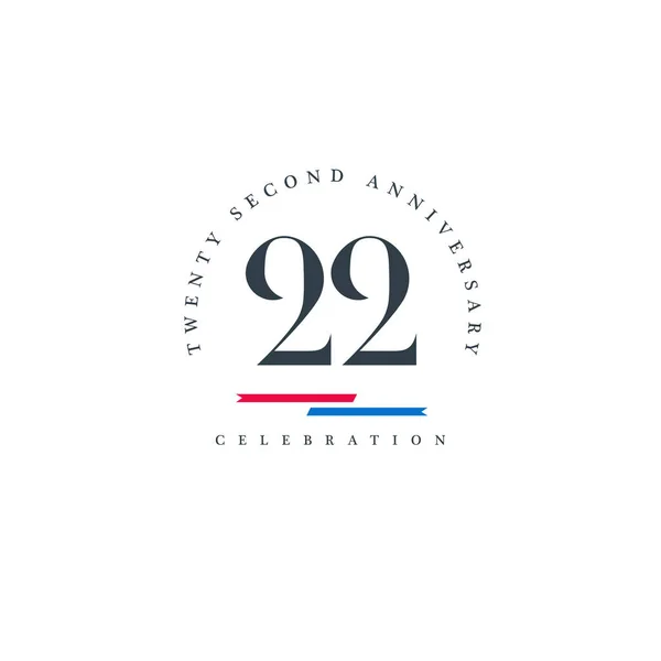 Dwudziesty drugi rocznicę ikona logo — Wektor stockowy
