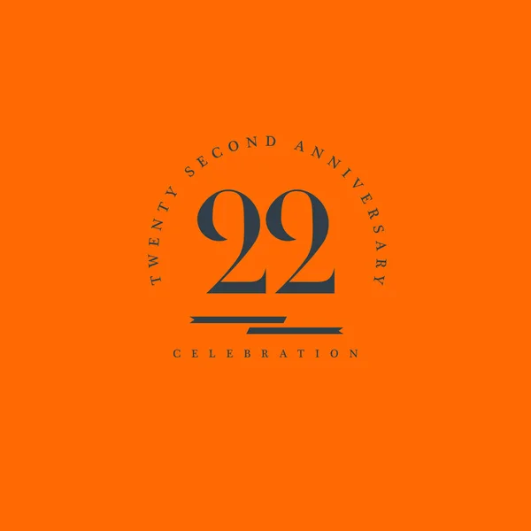 Twintig tweede verjaardag logo pictogram — Stockvector