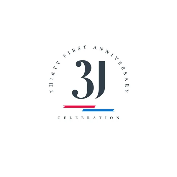 Trinta primeiro ícone do logotipo do aniversário — Vetor de Stock