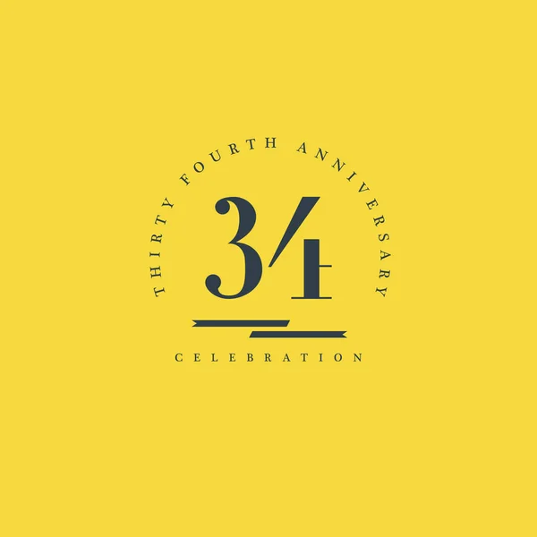 Thirty fourth Anniversary logo icon — Stock Vector