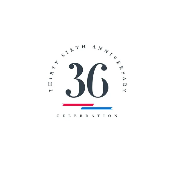 Ícone do logotipo do aniversário trinta e seis — Vetor de Stock