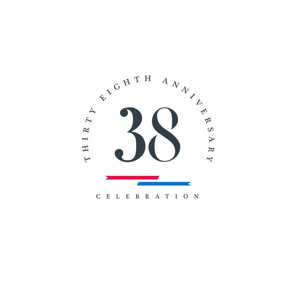 Ícone do logotipo do aniversário trinta e oito — Vetor de Stock