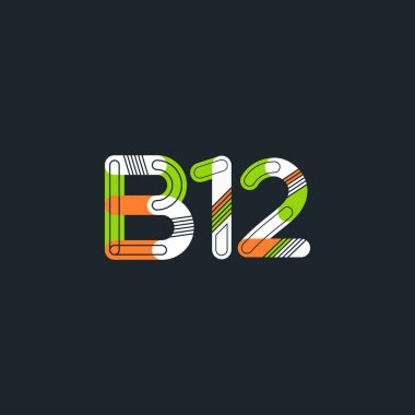 B12 mektup ve sayı logo simge