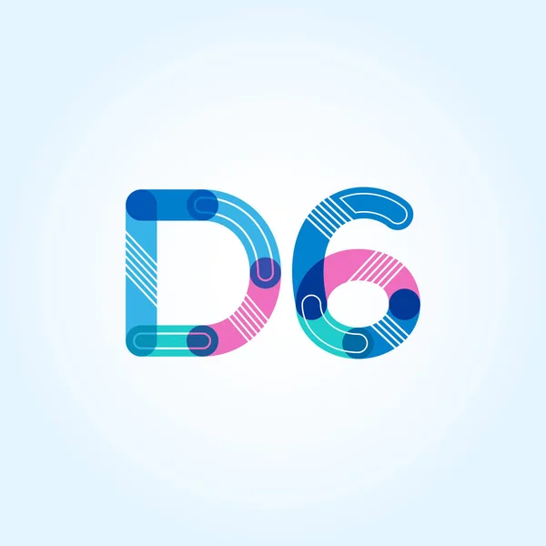 D6 文字と番号のロゴのアイコン — ストックベクタ