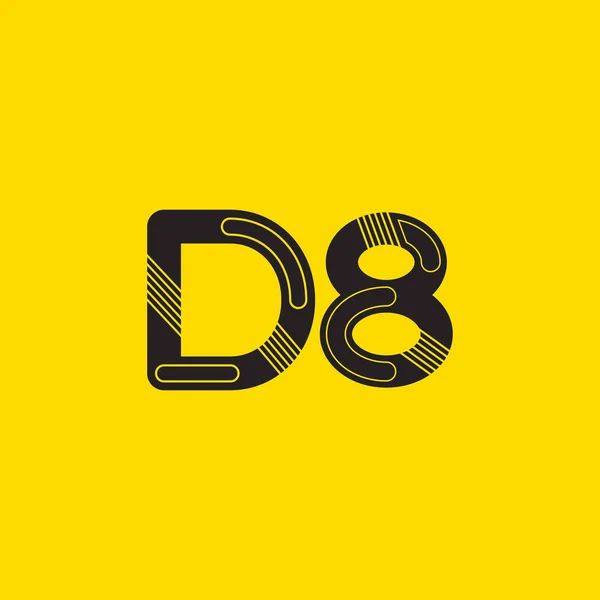 D8 문자와 숫자 로고 아이콘 — 스톡 벡터