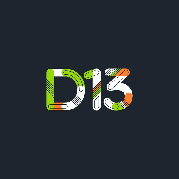 D13 문자와 숫자 로고 아이콘 — 스톡 벡터