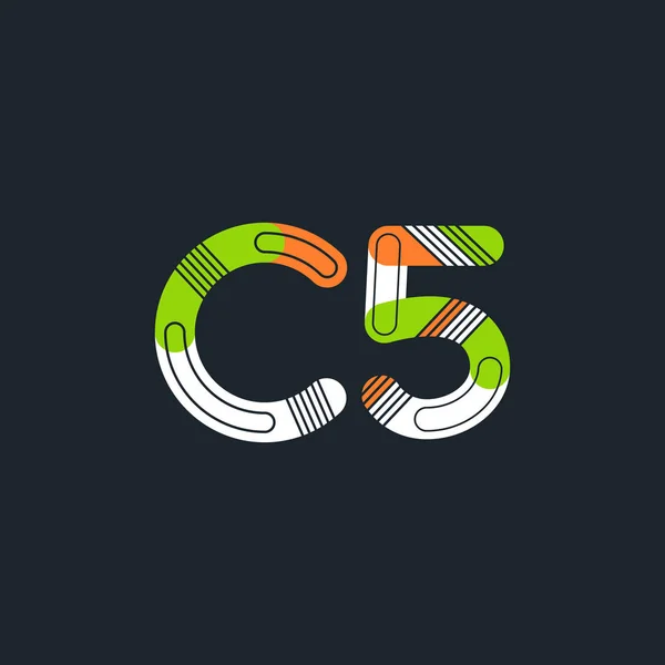 C5 letter en nummer logo pictogram — Stockvector