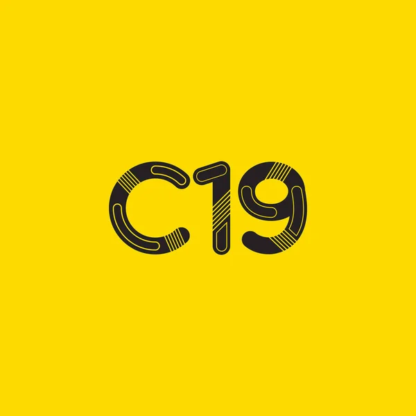 Ícone de logotipo de letra e número C19 — Vetor de Stock