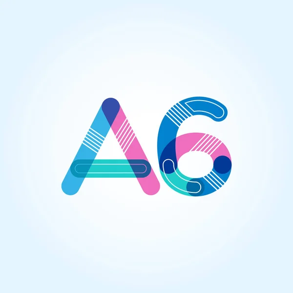 A6 letter and number logo icon — Stock Vector