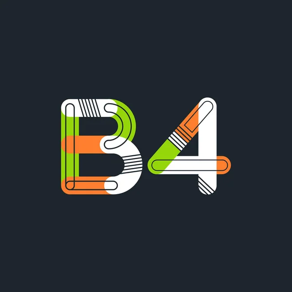 B4 litery i liczby ikona logo — Wektor stockowy