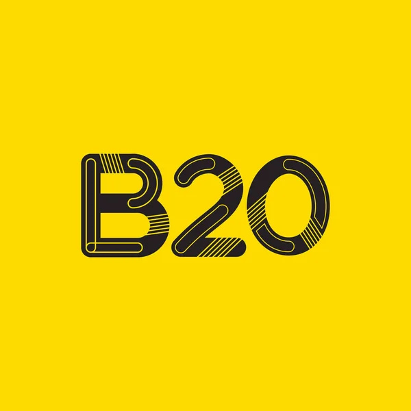 B20 mektup ve sayı logo simge — Stok Vektör