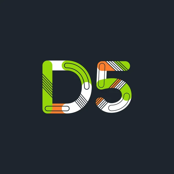 D5 letter and number logo icon — Stock Vector