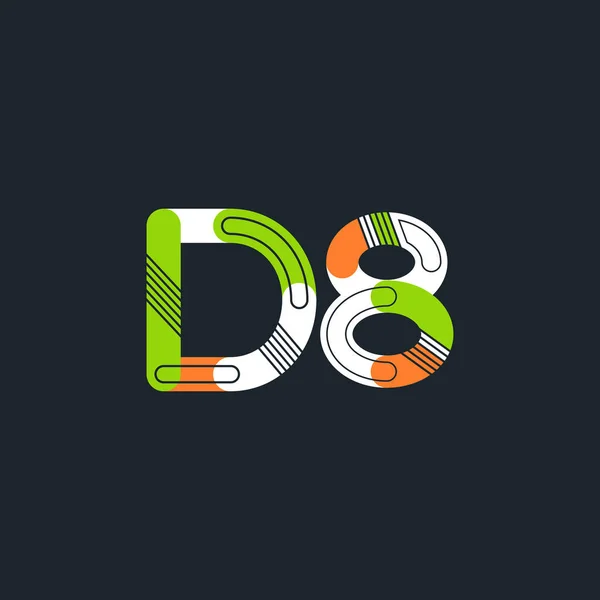 D8 Buchstabe und Zahl Logo-Symbol — Stockvektor