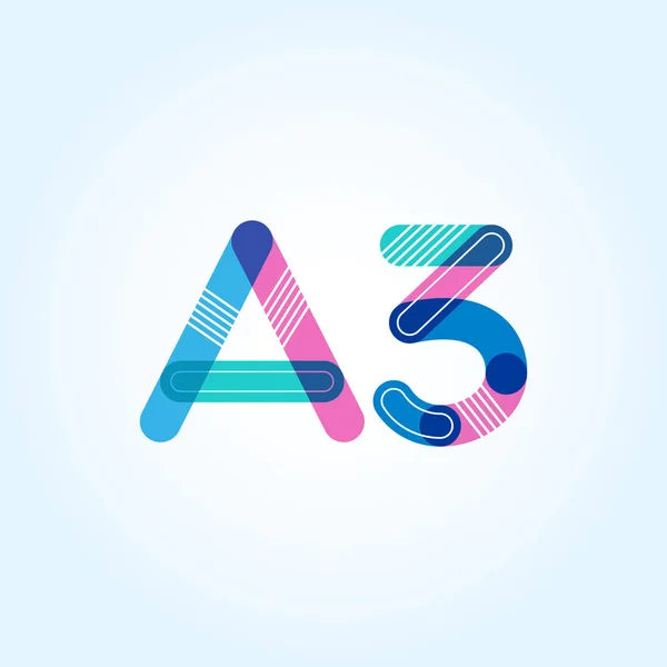 A3 mektup ve sayı logo simge — Stok Vektör