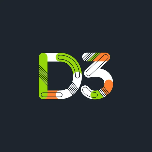 D3 betű és szám logó ikon — Stock Vector