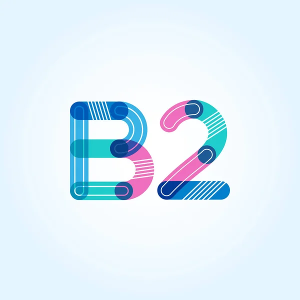 B2 lettera e numero logo icona — Vettoriale Stock