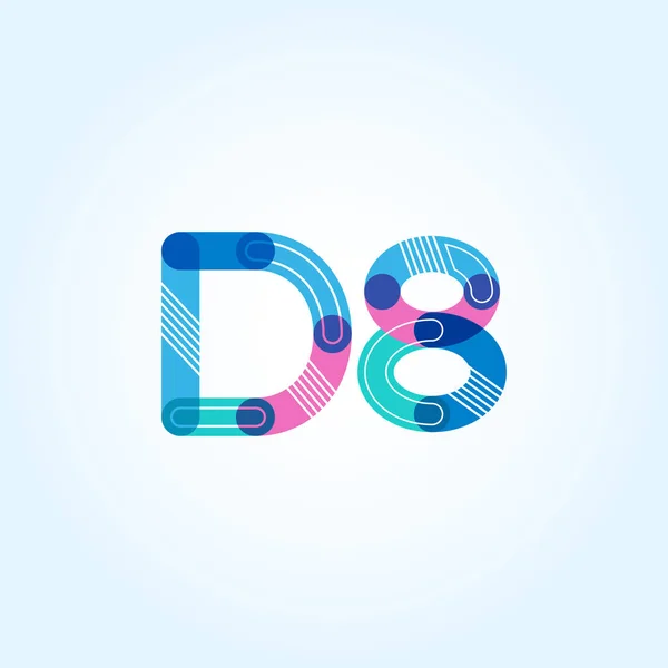 D8 mektup ve sayı logo simge — Stok Vektör