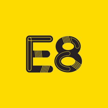 E8 mektup ve sayı logo simge
