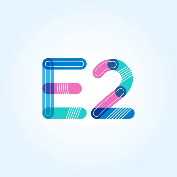 E2 brev och antal logo ikon — Stock vektor