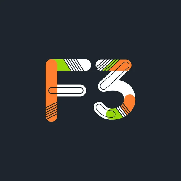 F3 letter en nummer logo pictogram — Stockvector