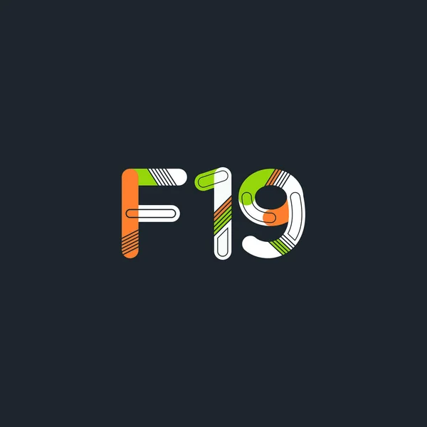 Icono de logotipo de letra y número F19 — Vector de stock