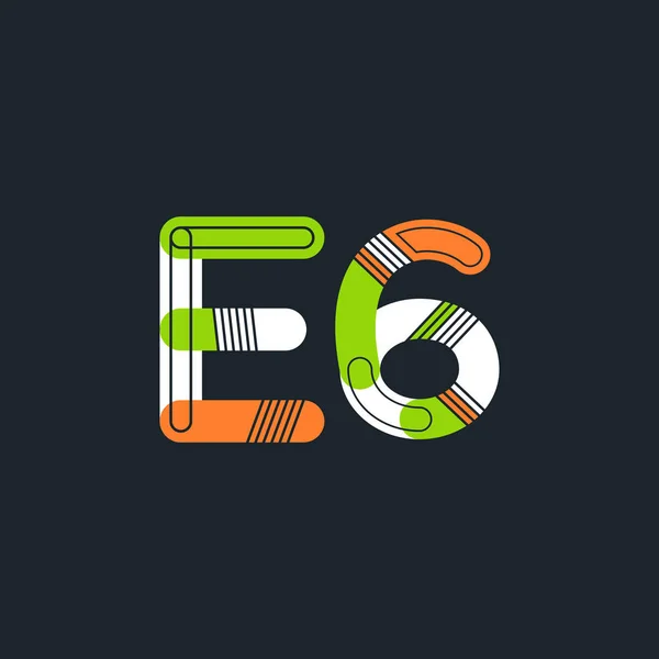 E6 ตัวอักษรและไอคอนโลโก้ตัวเลข — ภาพเวกเตอร์สต็อก